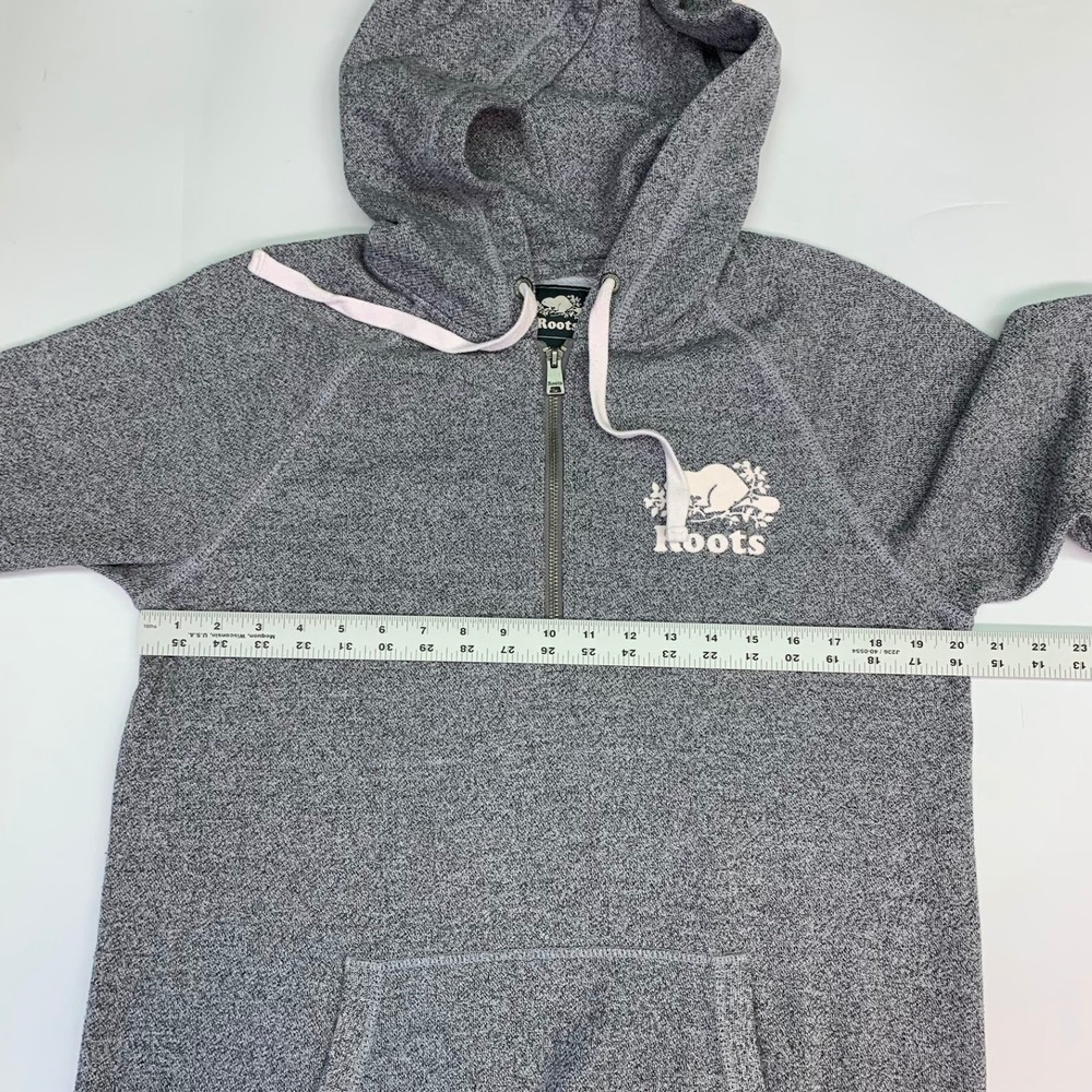 Roots Gray Heathered Fleece Logo Hoodie Dress Size M Medium - Picture 11 of 13